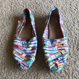 Toms slip on shoes- flag printed